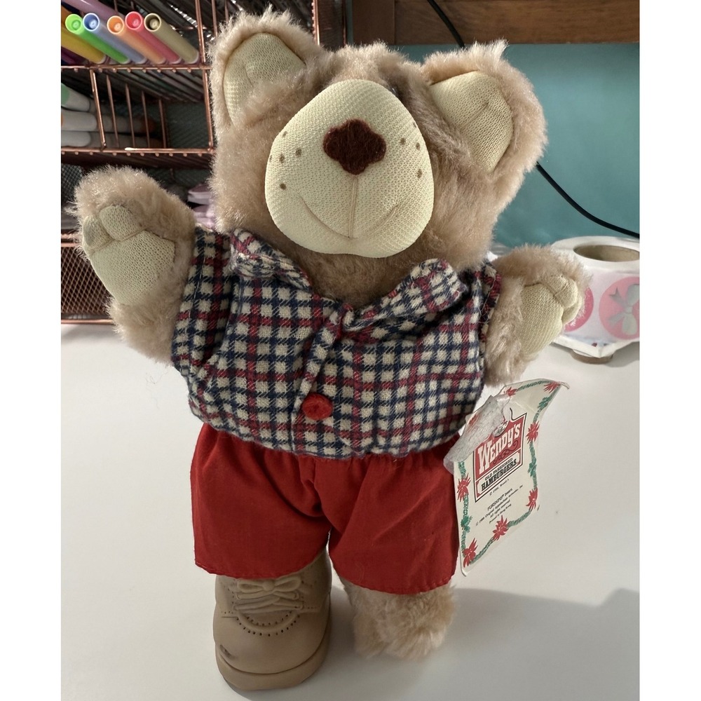 Vintage 1986 Boone Furskin Wendy's‎ Frosty Bear Plaid Outfit | Retro | Americana